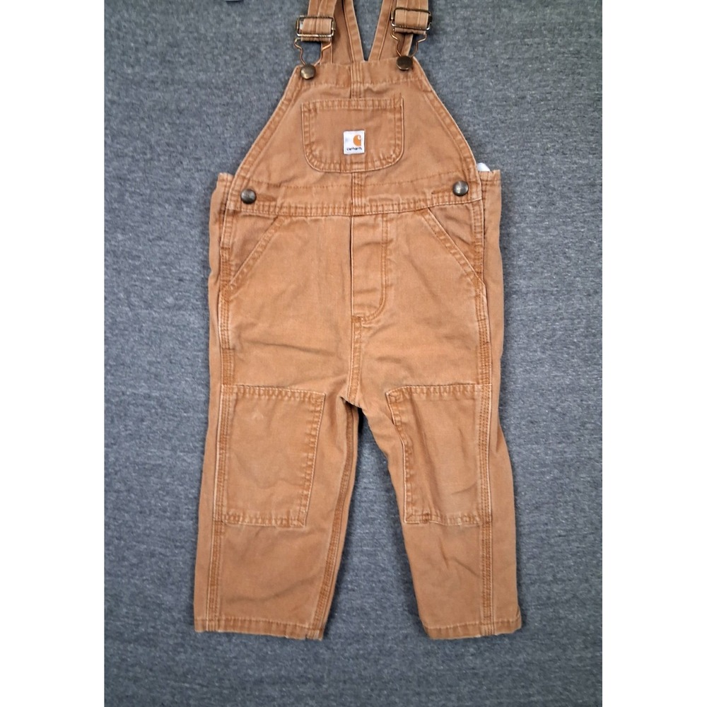 Carhartt Overalls 2T Toddler Brown Double Knee Cotton Snap Work Western Ranch